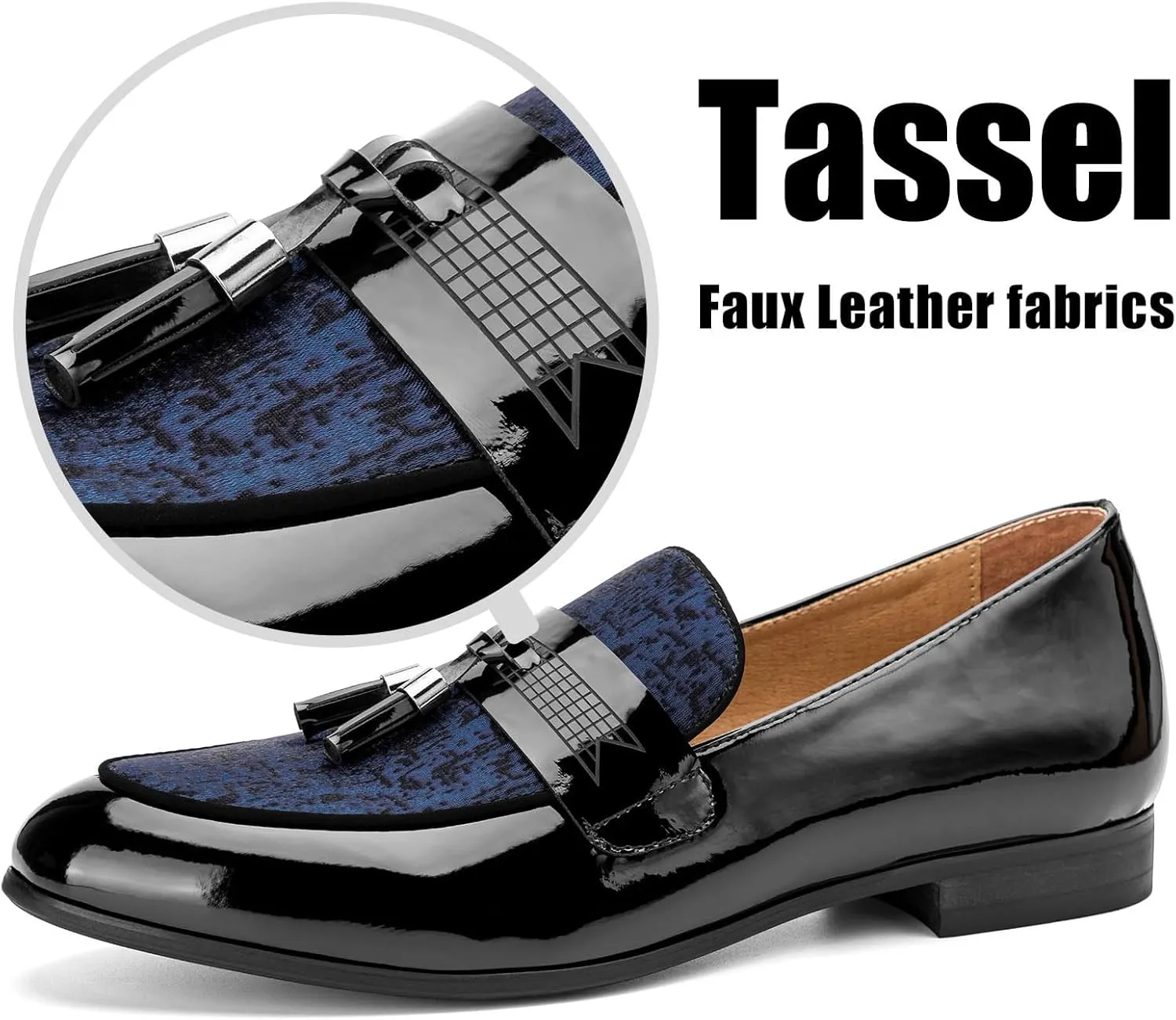 JITAI Mens Leather Shoes Pattern Printing Men's Dress Loafer Shoes Slip-on Casual Loafer Smoking Slipper