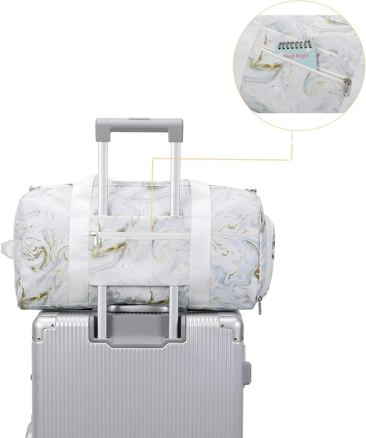 KARRESLY Sports Gym Bag for Women or Men Travel Duffel Bag with Wet Pocket and Shoes Compartment for Training Swim Yoga, 1-Light grey, free size