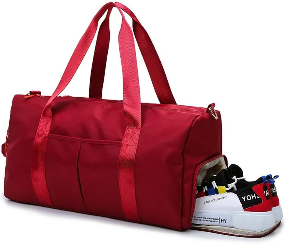 KARRESLY Sports Gym Bag for Women or Men Travel Duffel Bag with Wet Pocket and Shoes Compartment for Training Swim Yoga, Light purple, free size