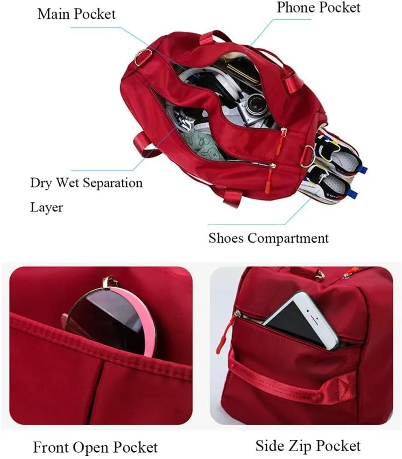 KARRESLY Sports Gym Bag for Women or Men Travel Duffel Bag with Wet Pocket and Shoes Compartment for Training Swim Yoga, Light purple, free size