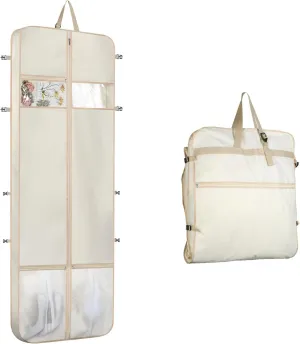 KEEGH Long Garment Bag, 60 x 182 cm, Wedding Dress, Encrypted Oxford Cloth, Waterproof Band, 2 Large Mesh Pockets, Foldable Travel Garment Bag for Evening Dresses, Wedding Dresses, Beige