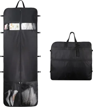 KEEGH Long Garment Bag, 60 x 182 cm, Wedding Dress, Encrypted Oxford Cloth, Waterproof Band, 2 Large Mesh Pockets, Foldable Travel Garment Bag for Evening Dresses, Wedding Dresses