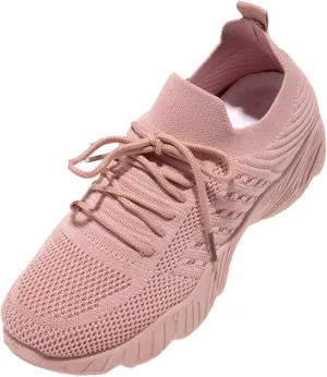 Lausiuoe walking shoes women slip on arch support Women's Slip on Loafer Shoes - Mesh Casual Flat Nurse Walking Sneakers Knit Round Toe Low Wedge Memory Foam Running Shoes
