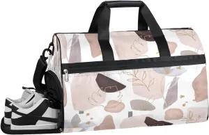 Leaf Flower Stone Sports Gym Bag with Wet Pocket & Shoes Compartment Waterproof Workout Duffel Bag for Women and Men Weekender Overnight Duffle Bag Travel Carry-on Tote