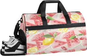 Leaves Watermelon Lemon Sports Gym Bag with Wet Pocket & Shoes Compartment Waterproof Workout Duffel Bag for Women and Men Weekender Overnight Duffle Bag Travel Carry-on Tote