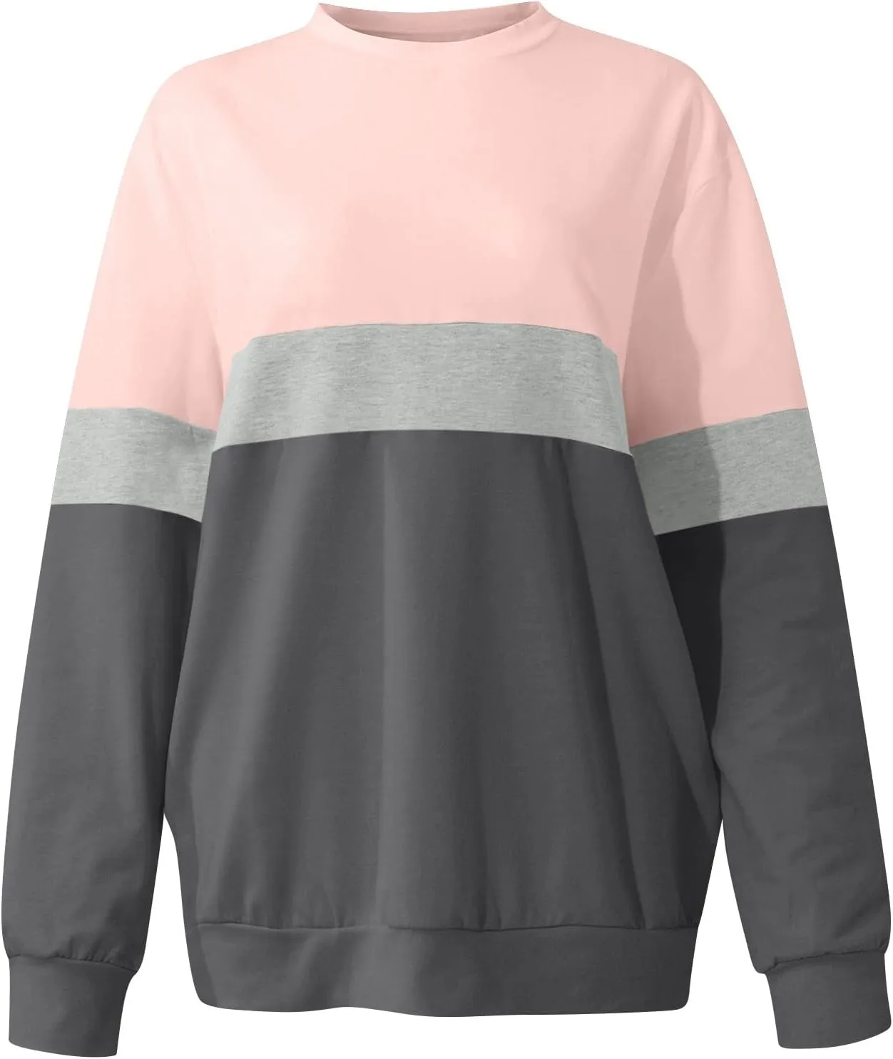 Long Sleeve Oversized Color Pullover Sweatshirts For Women Winter Crew Neck Long Sleeve Tunic Teen Tops Clothes