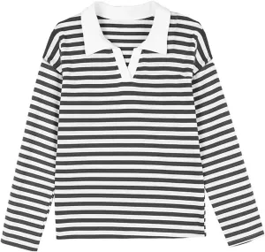 Long Sleeve Striped Oversized Hoodies Sweatshirts For Women Winter Cowl Neck Long Sleeve Pullover Teen Tops Clothes