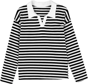 Long Sleeve Striped Oversized Hoodies Sweatshirts For Women Winter Cowl Neck Long Sleeve Pullover Teen Tops Clothes