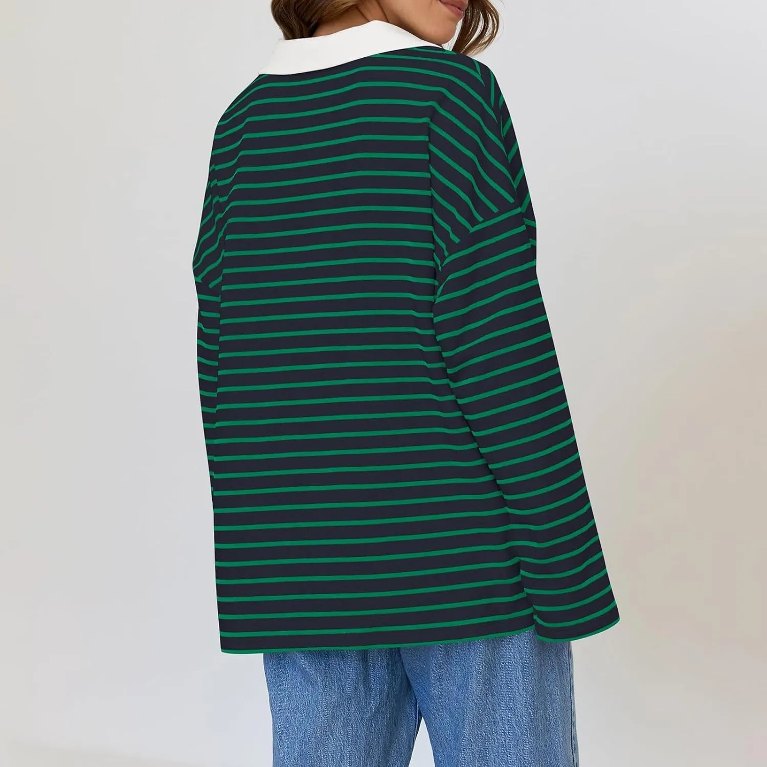 Long Sleeve Striped Oversized Hoodies Sweatshirts For Women Winter Cowl Neck Long Sleeve Pullover Teen Tops Clothes