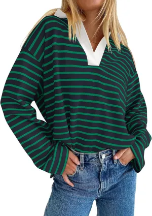 Long Sleeve Striped Oversized Hoodies Sweatshirts For Women Winter Cowl Neck Long Sleeve Pullover Teen Tops Clothes
