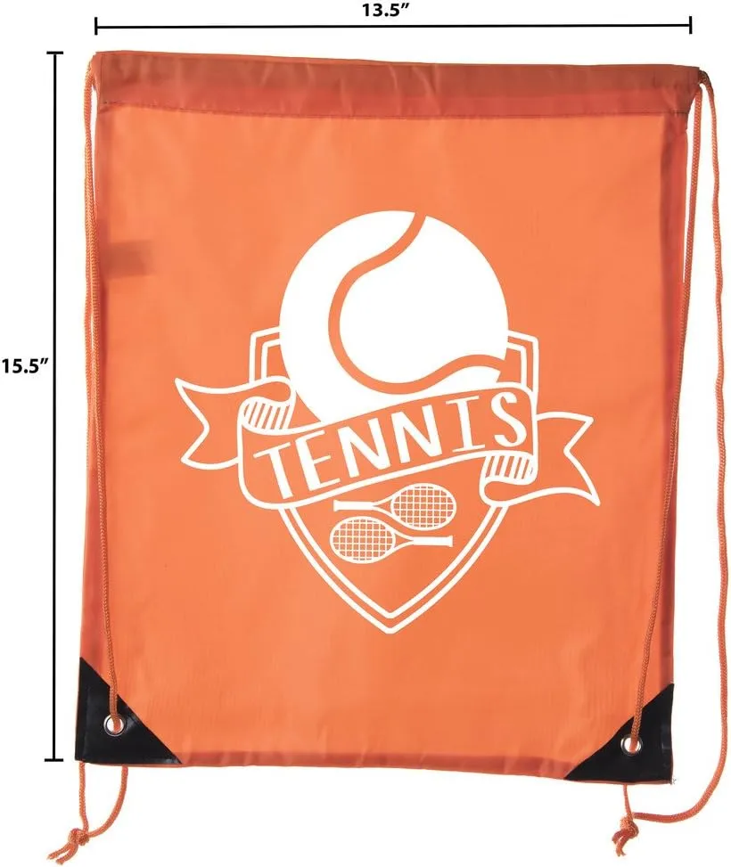 Mato & Hash Tennis Backpacks| Tennis Drawstring bags for Camp, Parties, and Fundraisers! - 10PK Orange CA2500Tennis S2