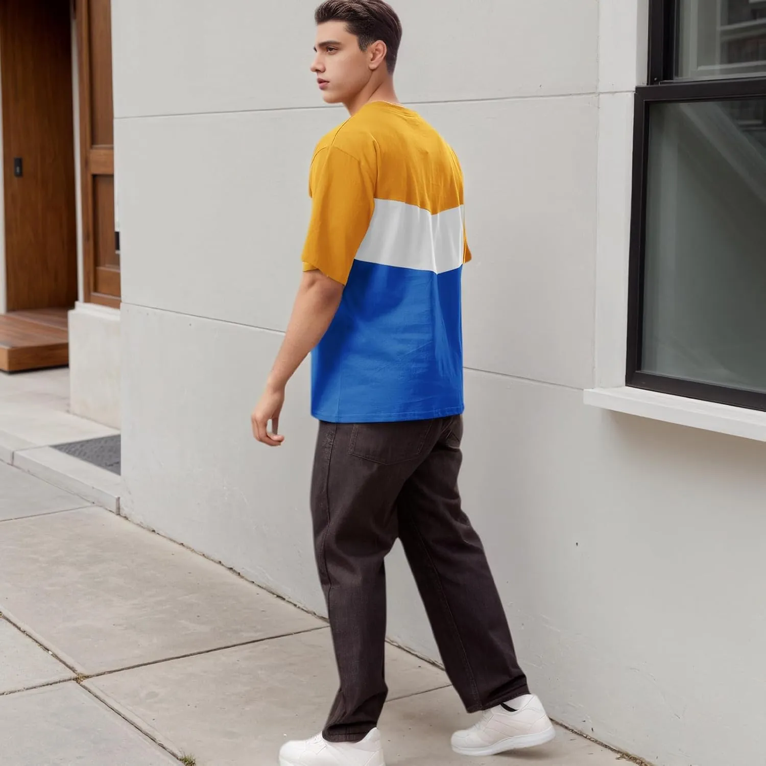 Men's Color Block T-Shirts Casual Short Sleeves Summer Basic Crew Neck Tee Tops