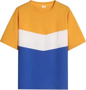 Men's Color Block T-Shirts Casual Short Sleeves Summer Basic Crew Neck Tee Tops