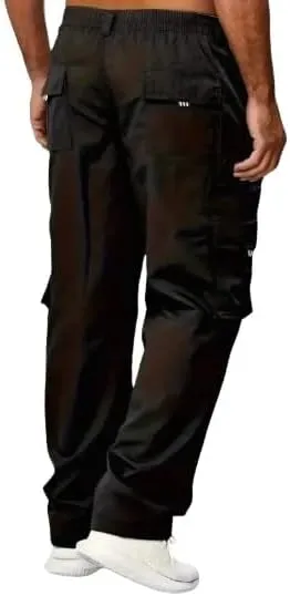 Men's Lightweight Multi-Pocket Cargo Pants Set with Drawstring Waist, Regular Fit Street Style