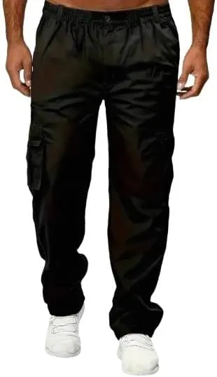 Men's Lightweight Multi-Pocket Cargo Pants Set with Drawstring Waist, Regular Fit Street Style