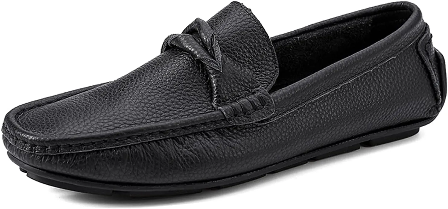 Men's Loafers Penny Loafer Genuine Leather Stitching Details Round Toe Lightweight Anti-Slip Slip Resistant Wedding Slip-ons