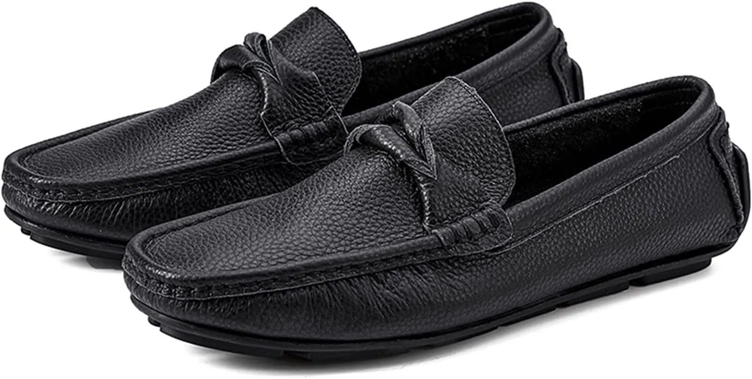Men's Loafers Penny Loafer Genuine Leather Stitching Details Round Toe Lightweight Anti-Slip Slip Resistant Wedding Slip-ons