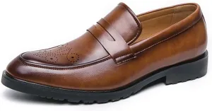 Men's Loafers Shoes Pointed Toe PU Leather Penny Loafers Flexible Lightweight Comfortable Party Slip-ons