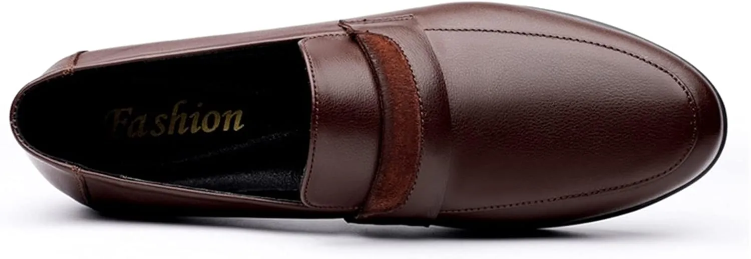 Mens Loafers Simple Round Toe Penny Loafers Leather Slip Resistant Anti-Slip Comfortable Party Fashion Slip-ons