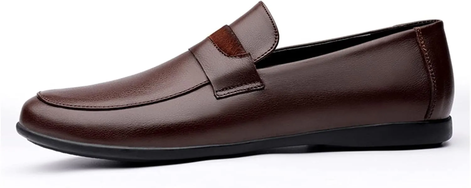 Mens Loafers Simple Round Toe Penny Loafers Leather Slip Resistant Anti-Slip Comfortable Party Fashion Slip-ons