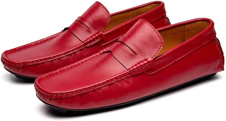Men's Loafers Square Toe Penny Loafers Faux Leather Comfortable Slip Resistant Flexible Wedding Slip-ons