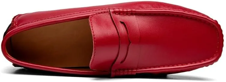 Men's Loafers Square Toe Penny Loafers Faux Leather Comfortable Slip Resistant Flexible Wedding Slip-ons