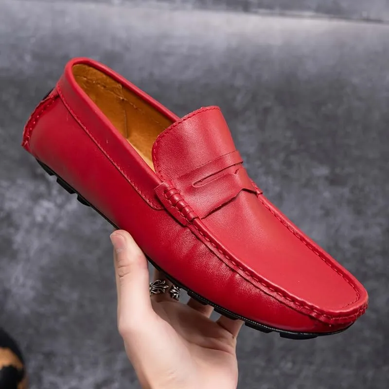 Men's Loafers Square Toe Penny Loafers Faux Leather Comfortable Slip Resistant Flexible Wedding Slip-ons