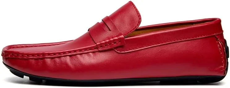 Men's Loafers Square Toe Penny Loafers Faux Leather Comfortable Slip Resistant Flexible Wedding Slip-ons