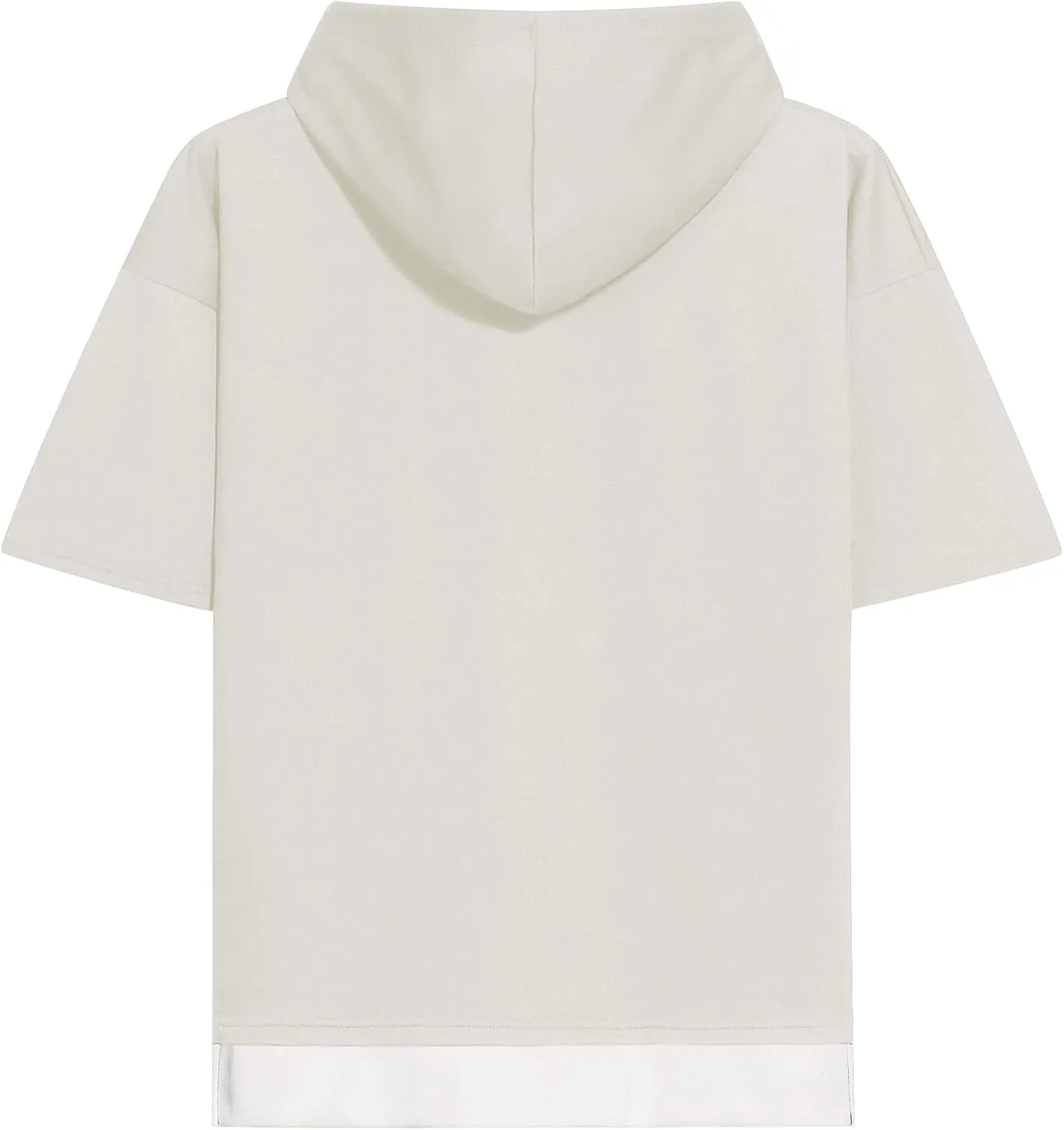Mens Short Sleeve Hoodie Soft Cotton Color Block Moisture Wicking Patchwork Unisex Hip Hop T-Shirt Hoodie