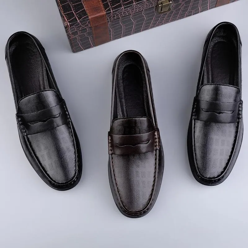 Men's Slip-Ons Loafers Mens Genuine Leather Dress Shoes Pointed Toe Classic Formal Business Oxfords Shoes