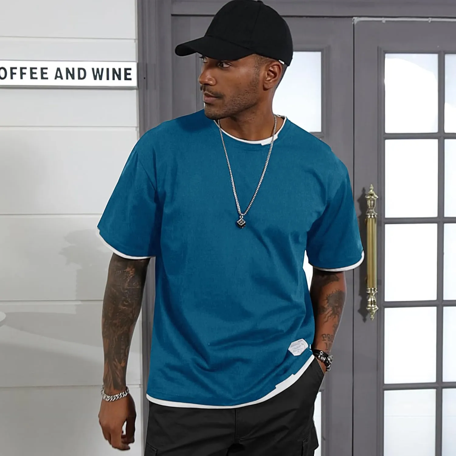 Men's T-Shirt, Unisex Casual Round Neck T-Shirt Japanese Street Style