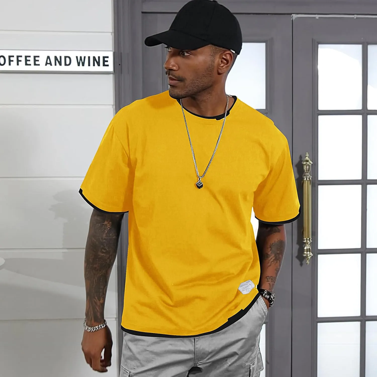Men's T-Shirt, Unisex Casual Round Neck T-Shirt Japanese Street Style
