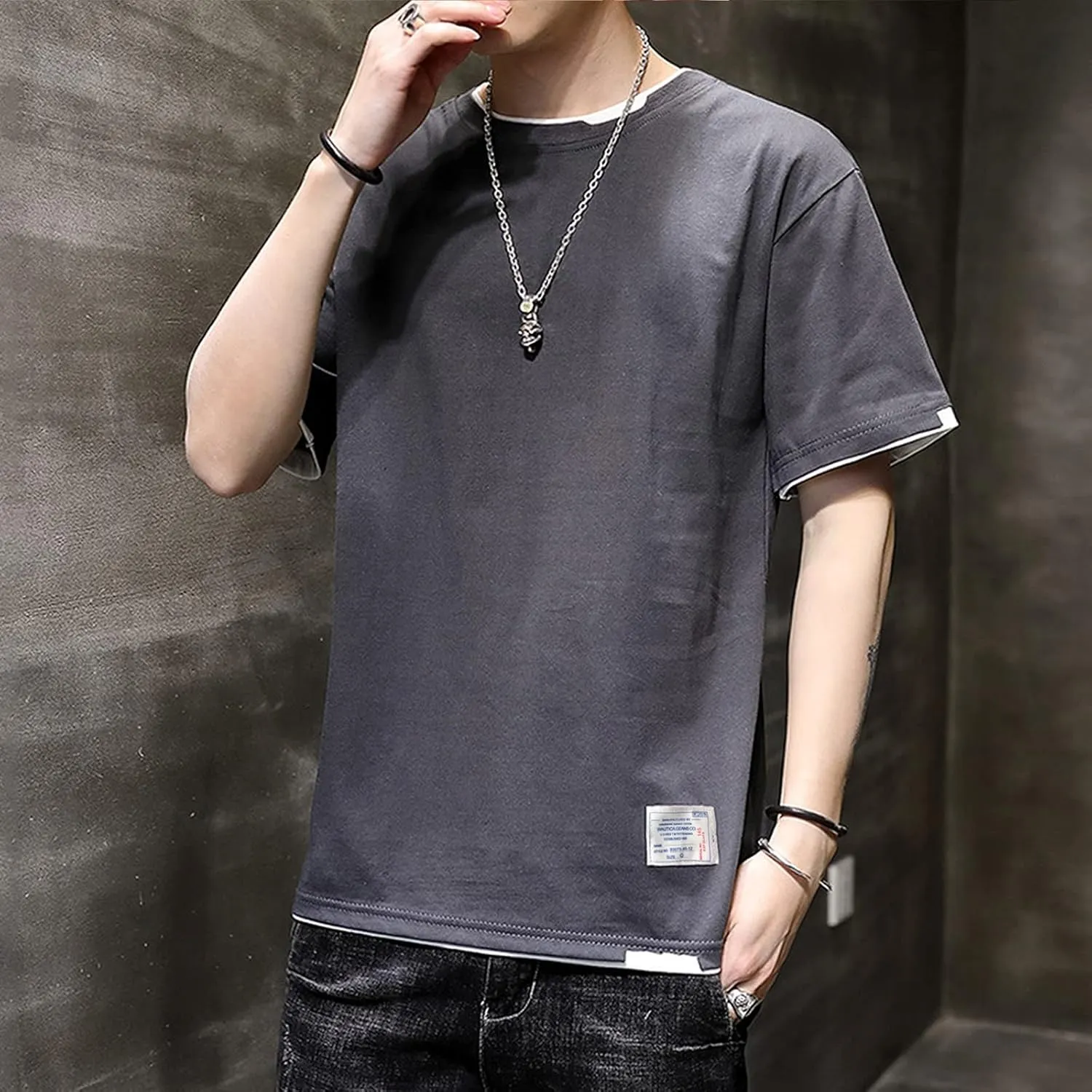 Men's T-Shirt, Unisex Casual Round Neck T-Shirt Japanese Street Style