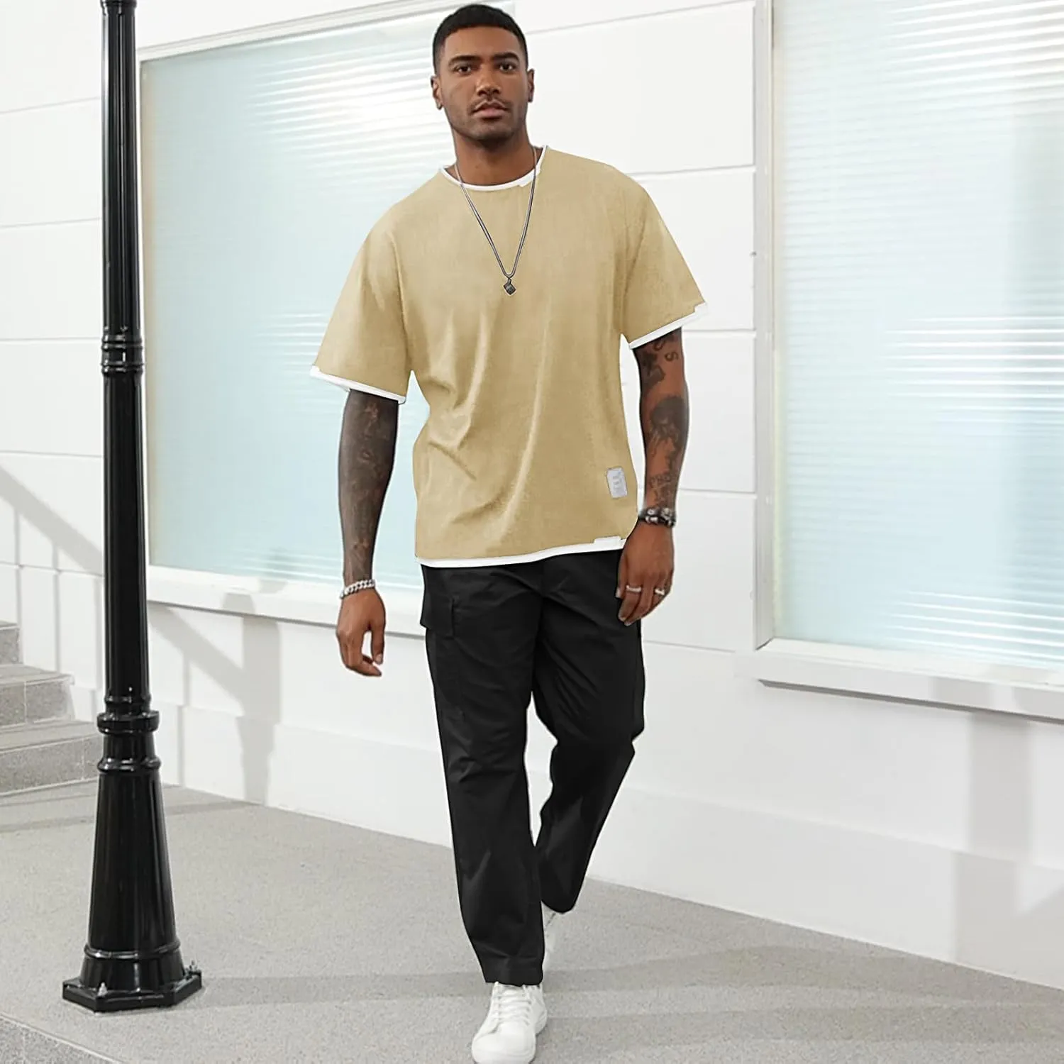 Men's T-Shirt, Unisex Casual Round Neck T-Shirt Japanese Street Style