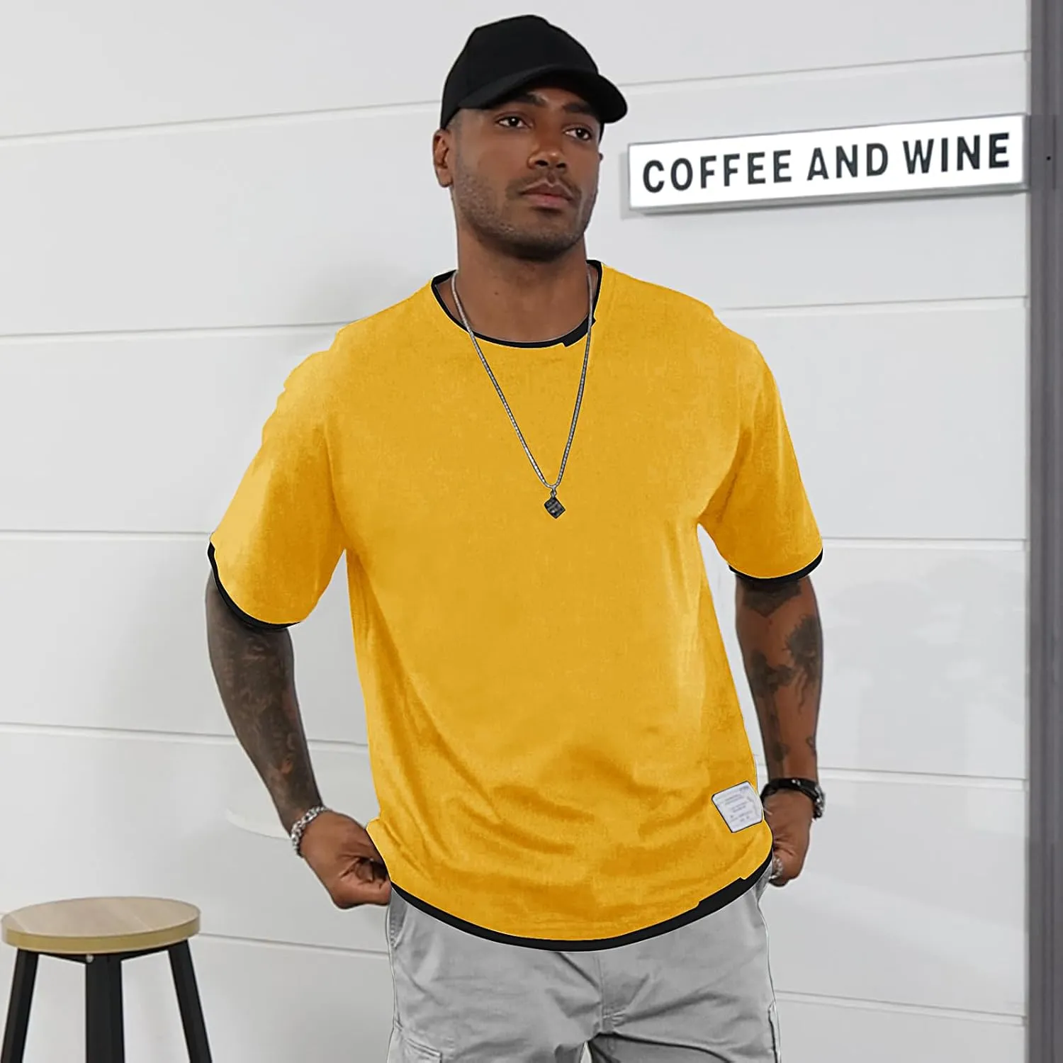 Men's T-Shirt, Unisex Casual Round Neck T-Shirt Japanese Street Style