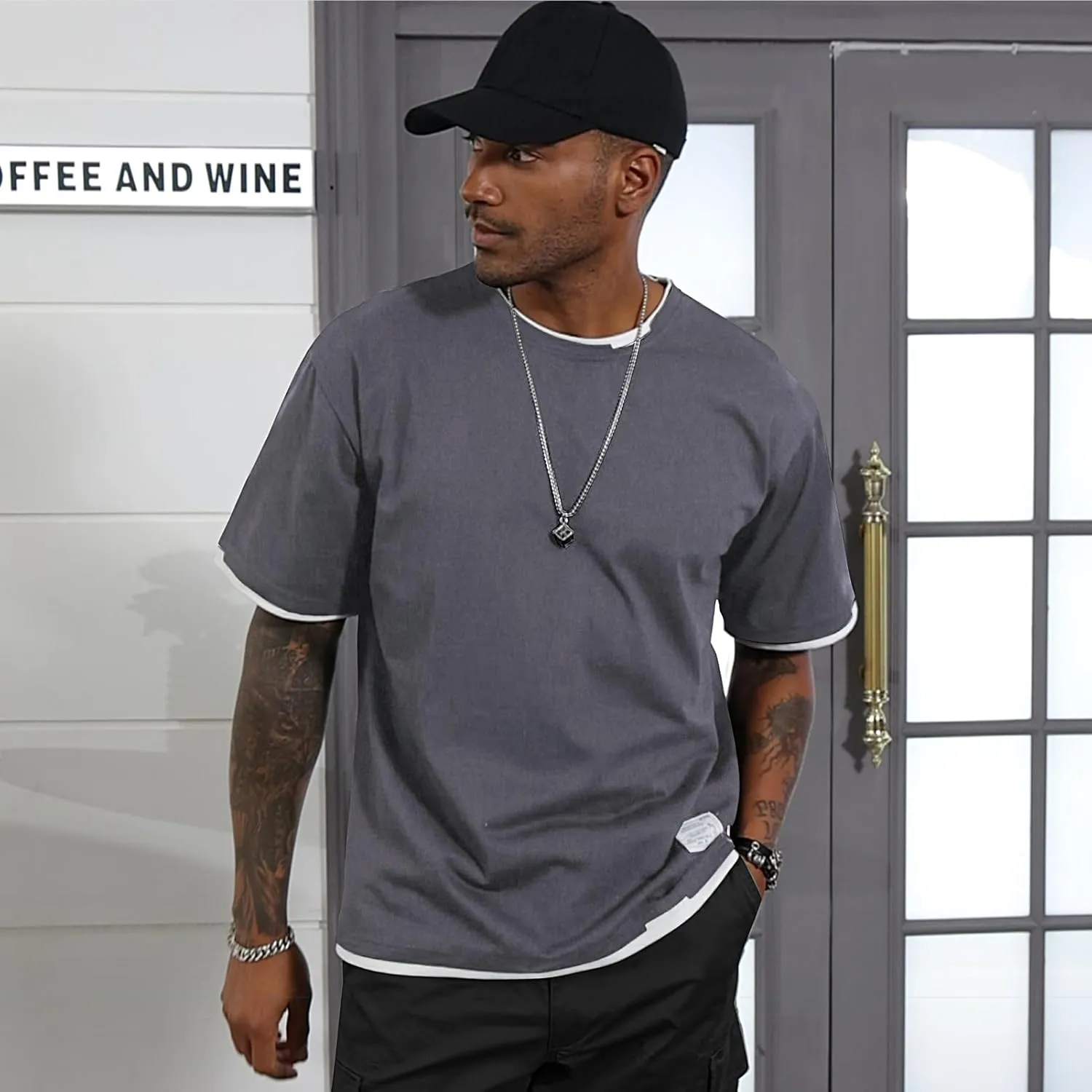 Men's T-Shirt, Unisex Casual Round Neck T-Shirt Japanese Street Style
