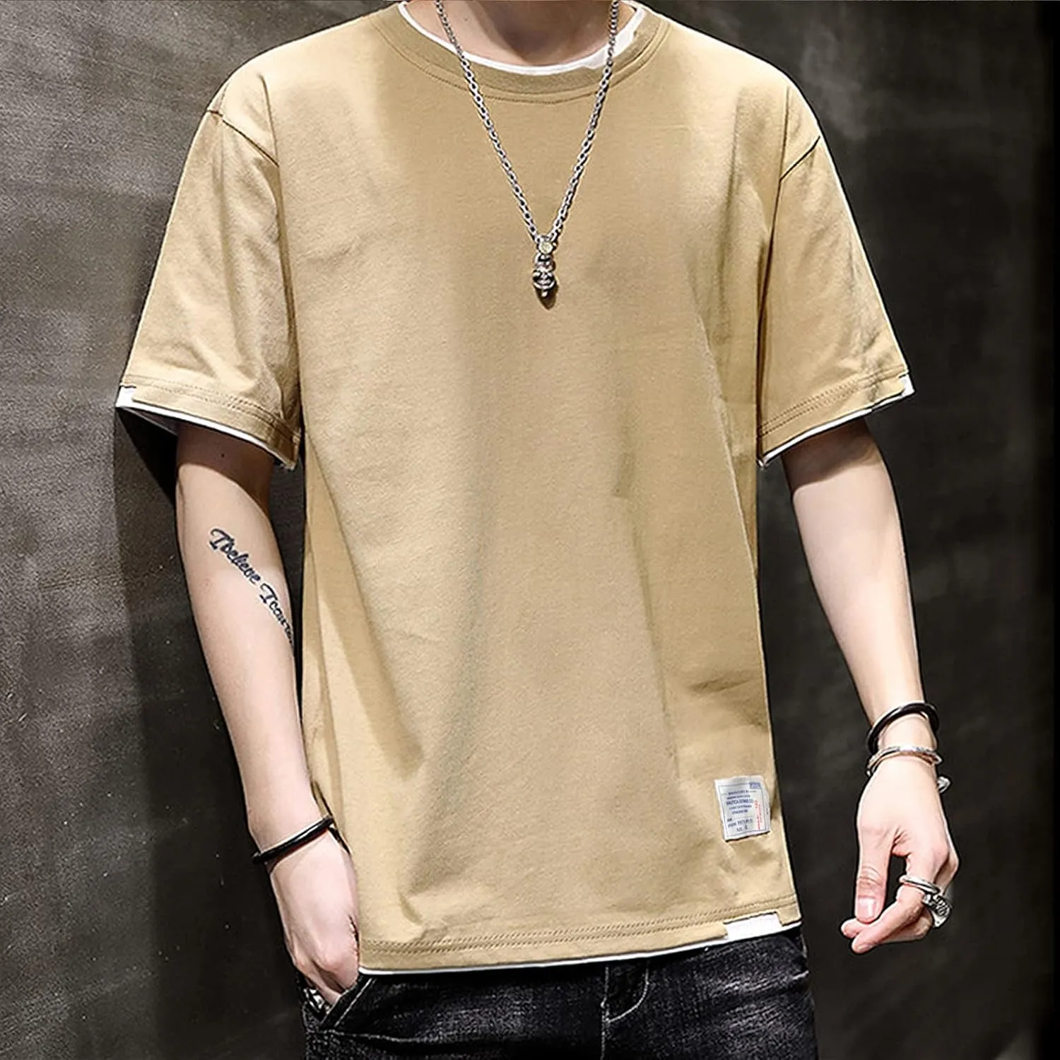 Men's T-Shirt, Unisex Casual Round Neck T-Shirt Japanese Street Style