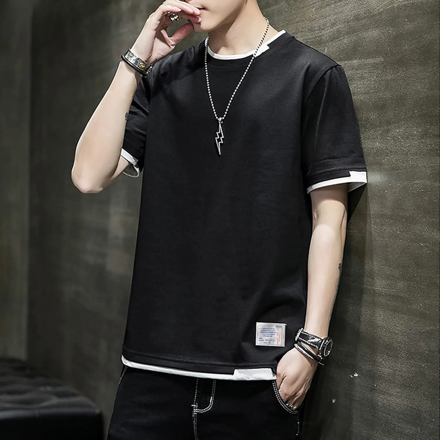 Men's T-Shirt, Unisex Casual Round Neck T-Shirt Japanese Street Style