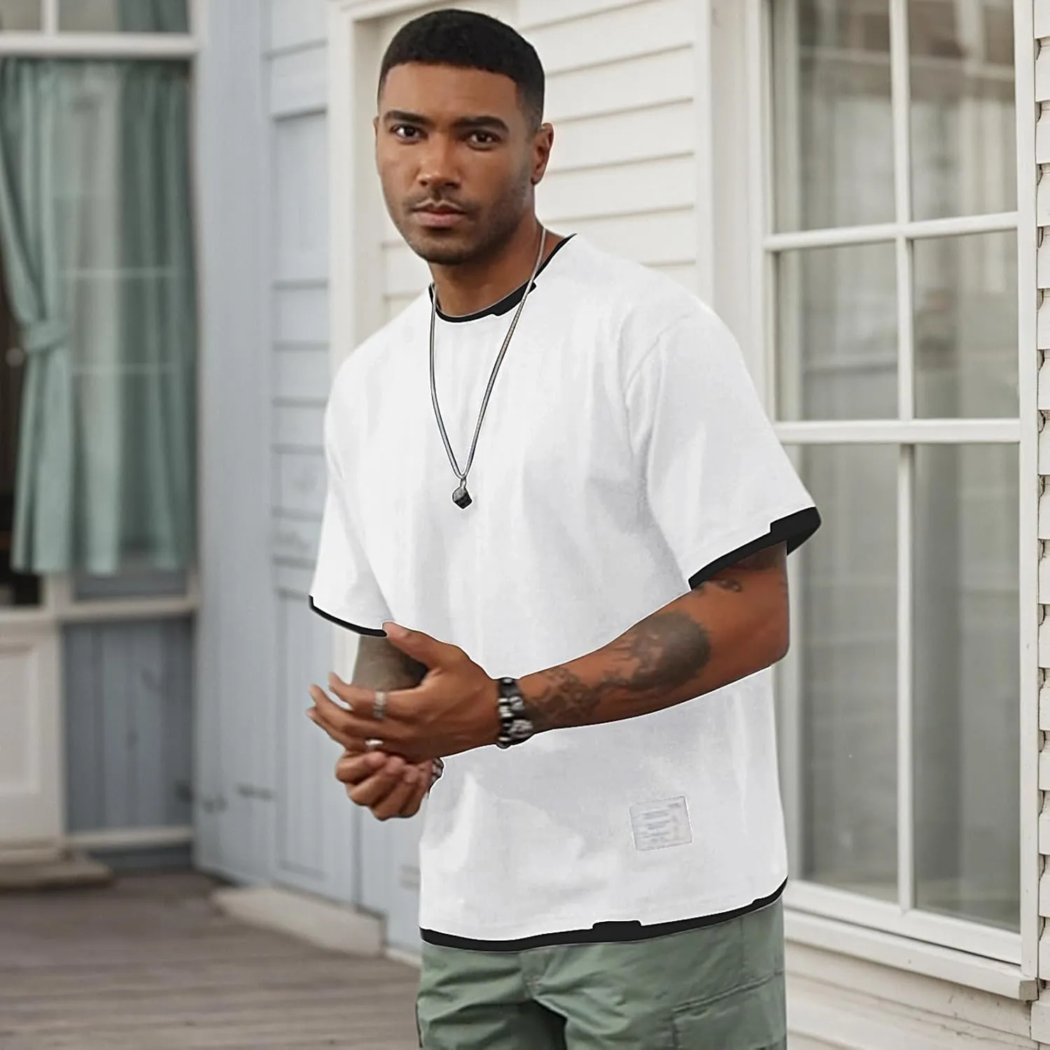Men's T-Shirt, Unisex Casual Round Neck T-Shirt Japanese Street Style
