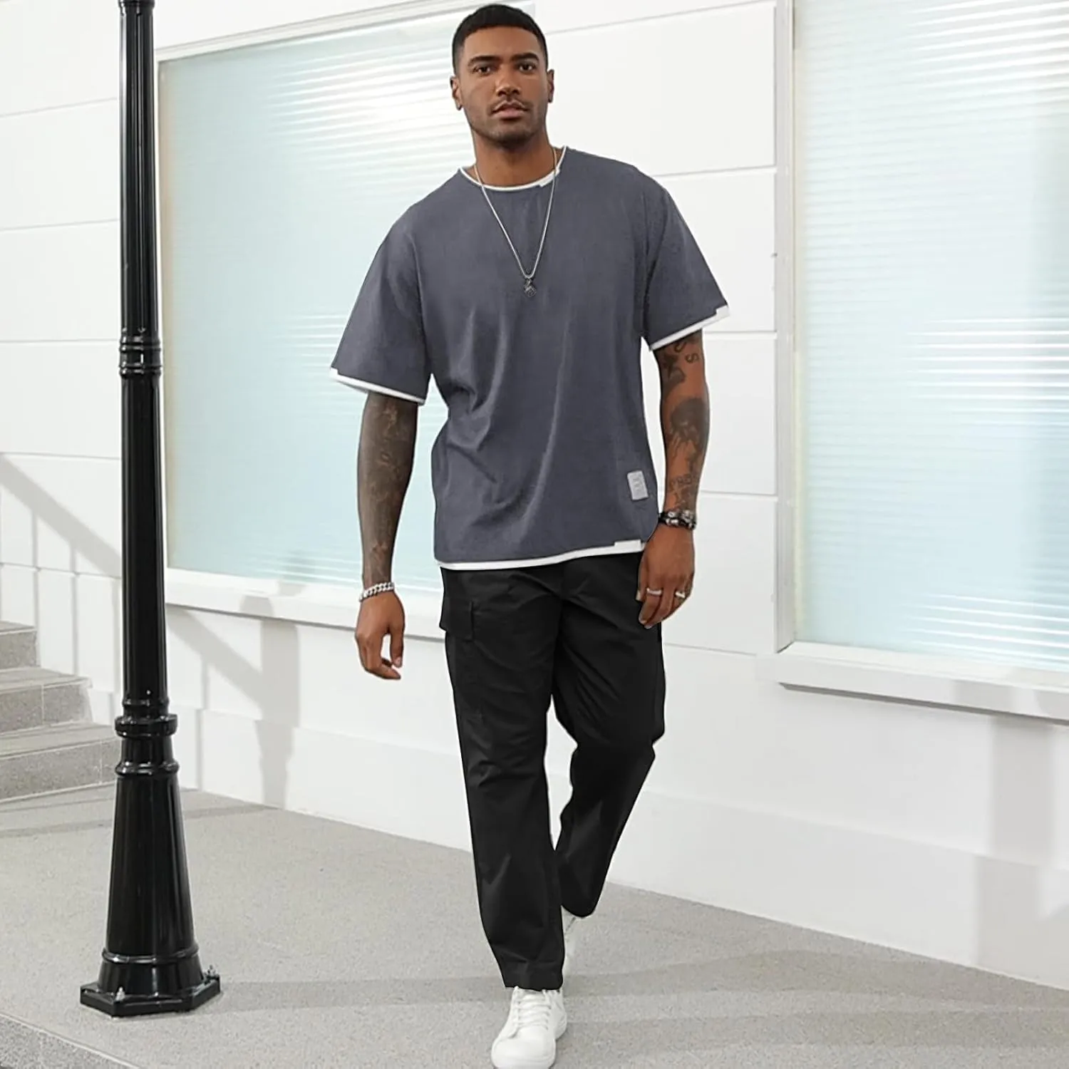 Men's T-Shirt, Unisex Casual Round Neck T-Shirt Japanese Street Style