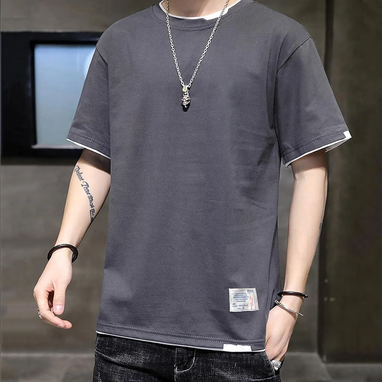 Men's T-Shirt, Unisex Casual Round Neck T-Shirt Japanese Street Style