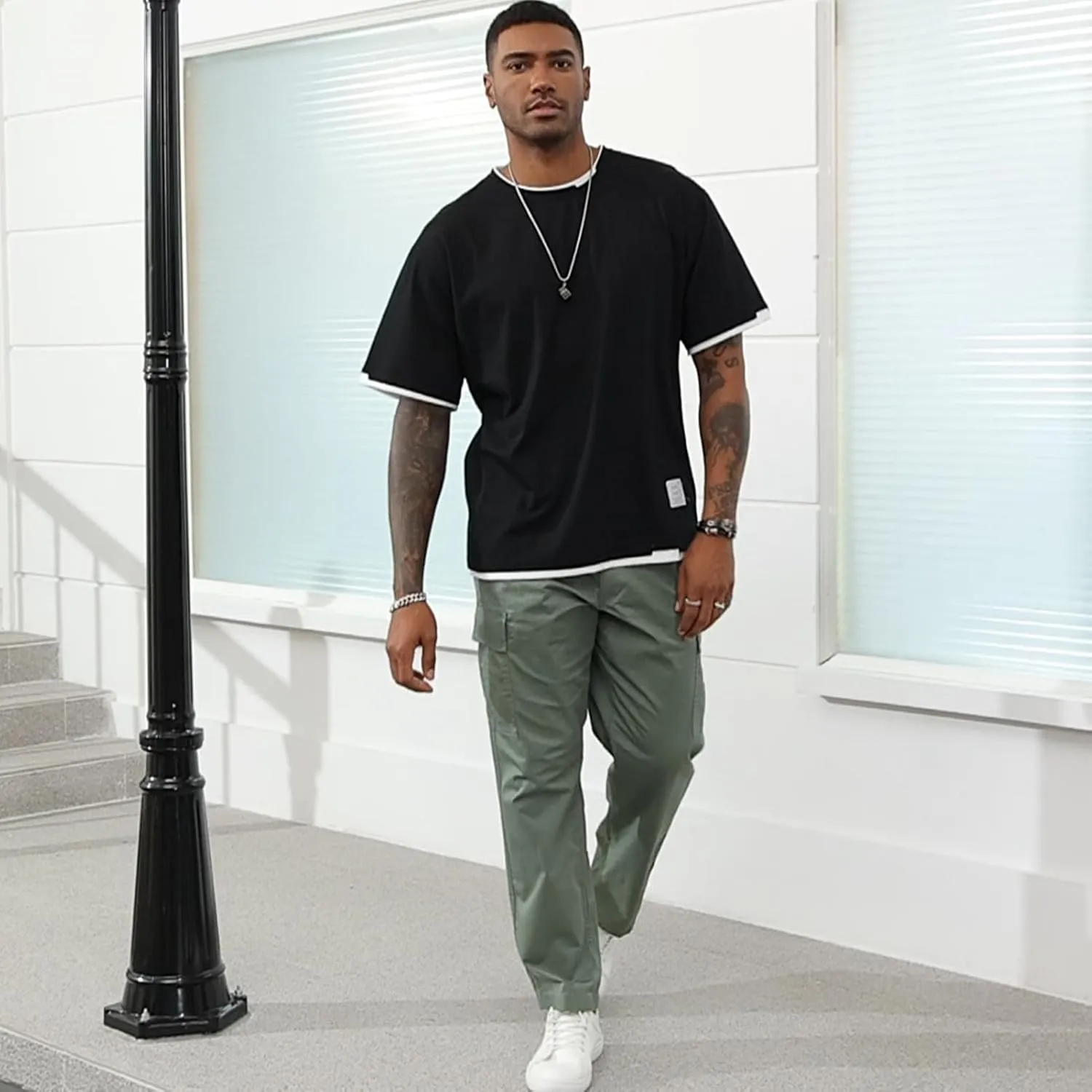 Men's T-Shirt, Unisex Casual Round Neck T-Shirt Japanese Street Style