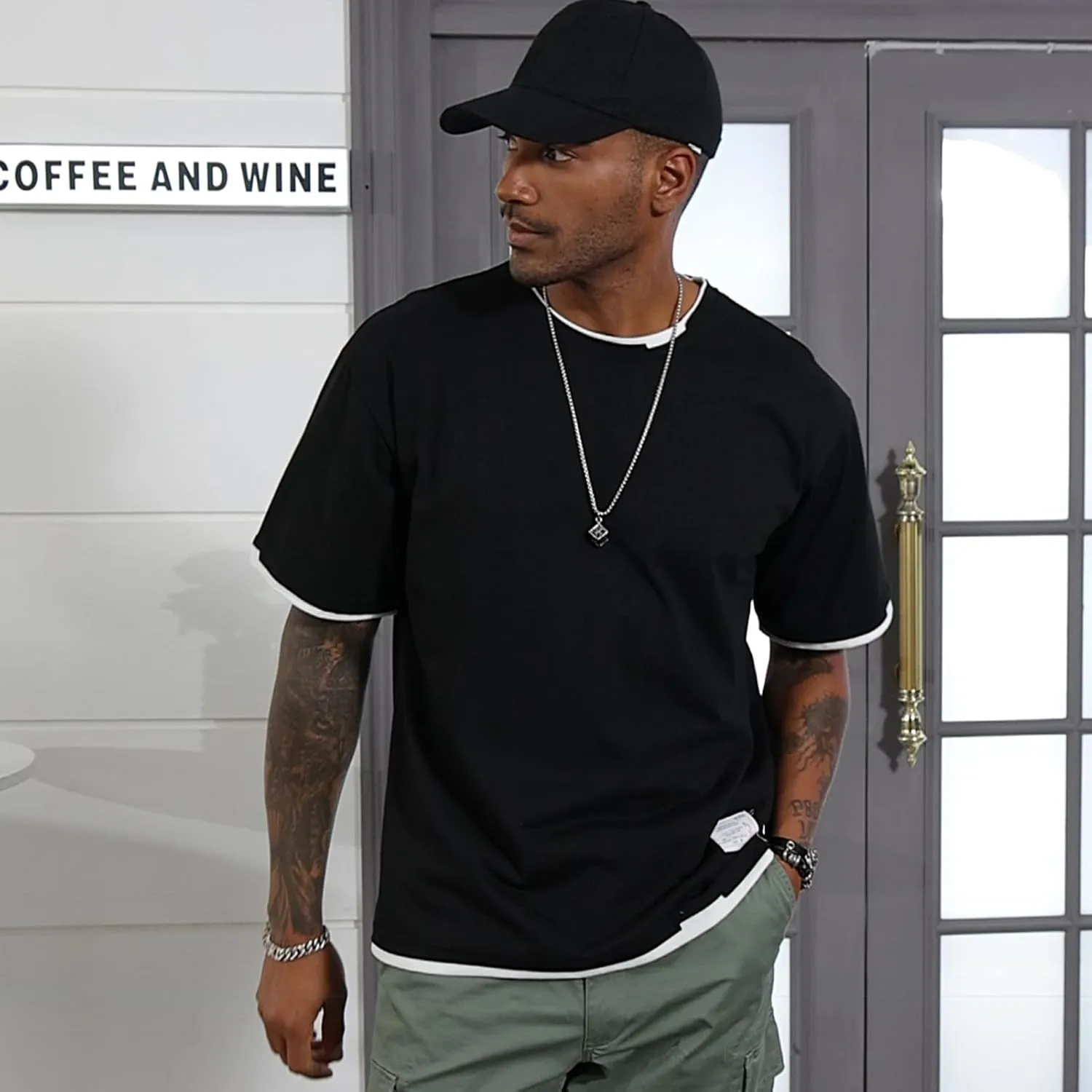 Men's T-Shirt, Unisex Casual Round Neck T-Shirt Japanese Street Style