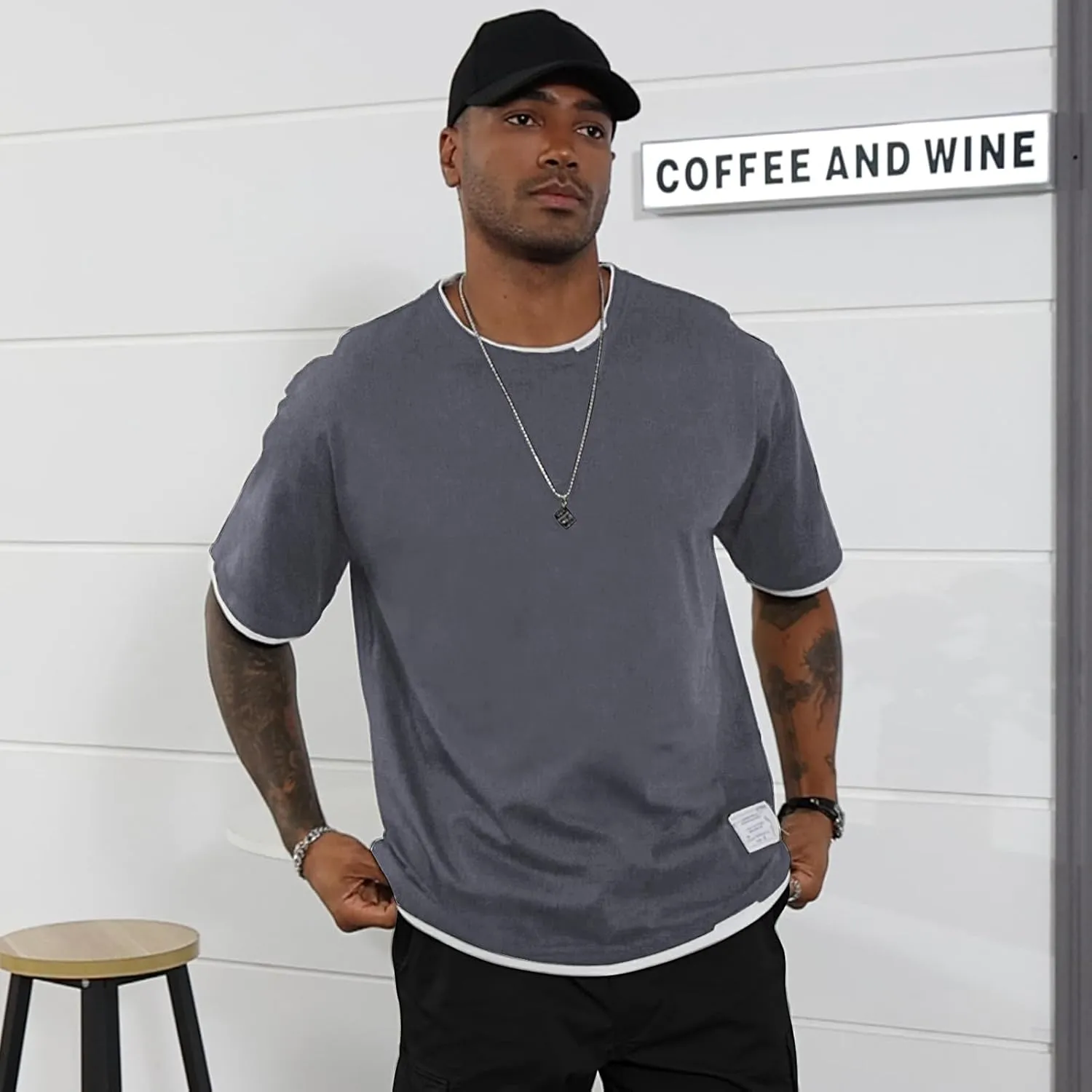 Men's T-Shirt, Unisex Casual Round Neck T-Shirt Japanese Street Style