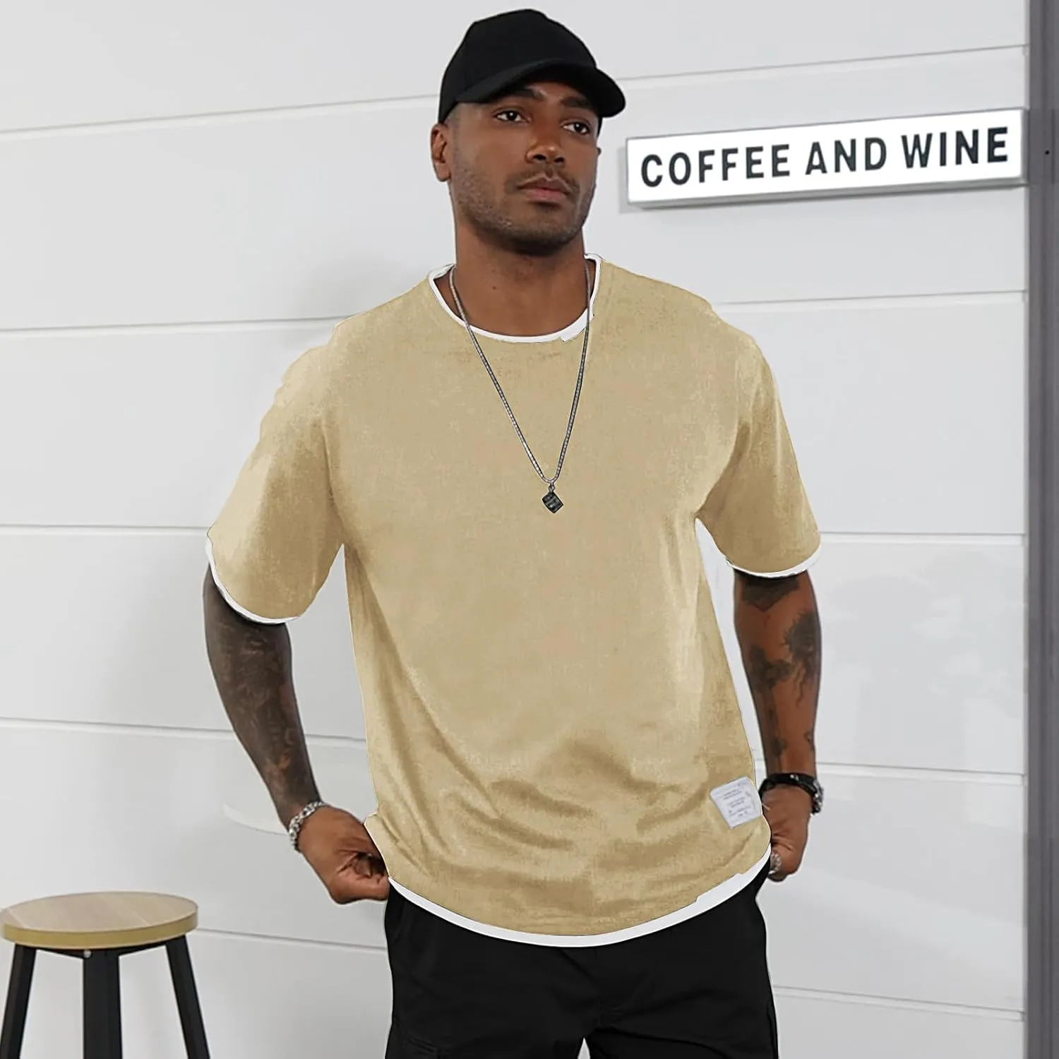 Men's T-Shirt, Unisex Casual Round Neck T-Shirt Japanese Street Style