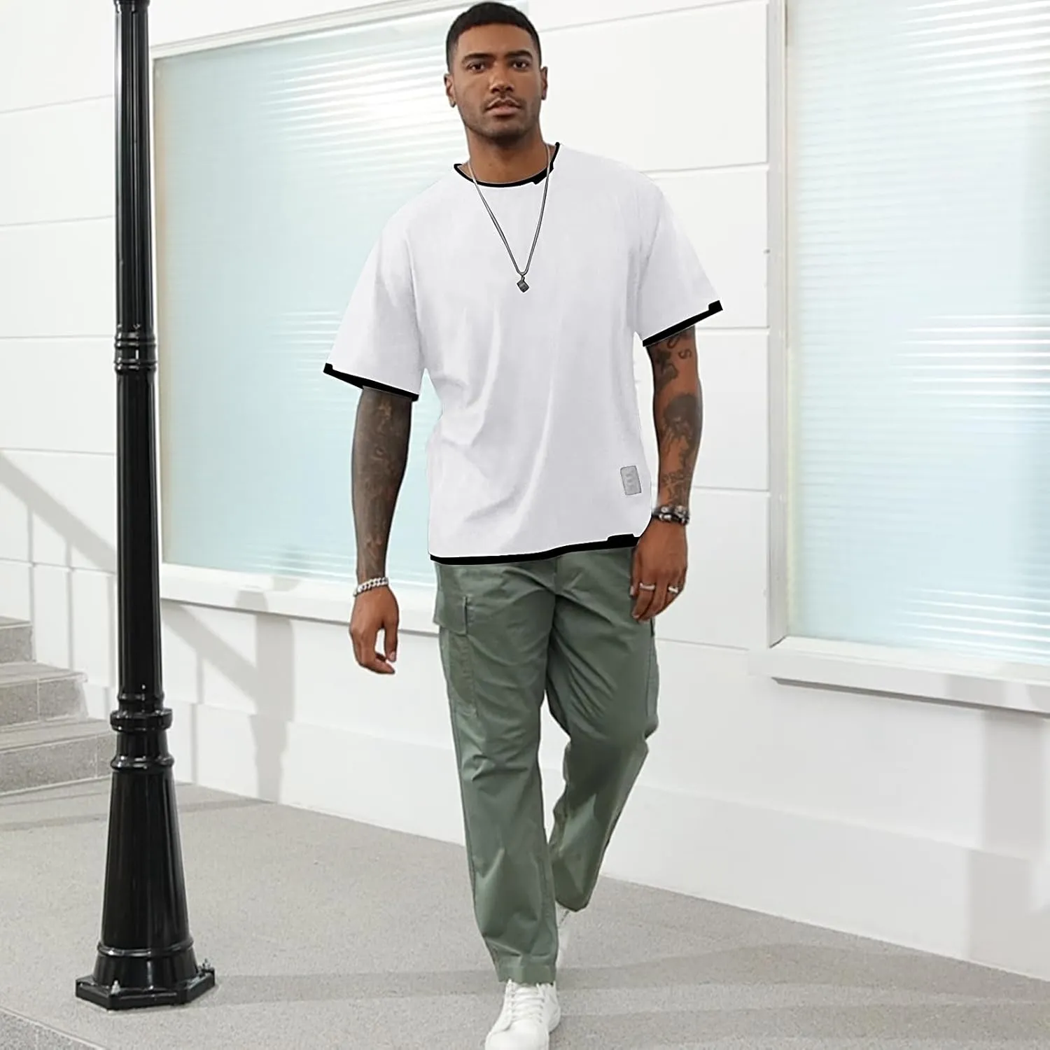 Men's T-Shirt, Unisex Casual Round Neck T-Shirt Japanese Street Style