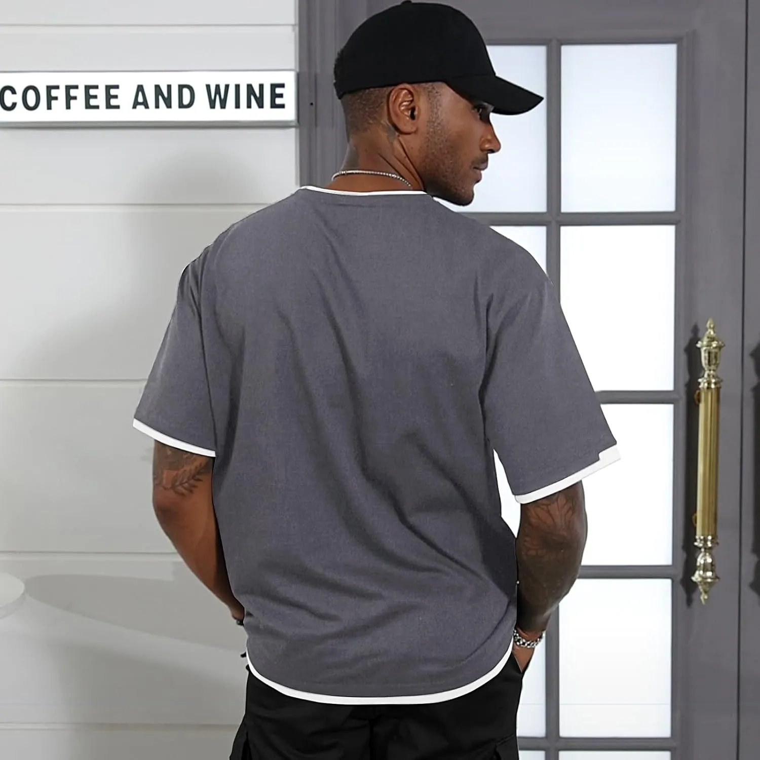 Men's T-Shirt, Unisex Casual Round Neck T-Shirt Japanese Street Style