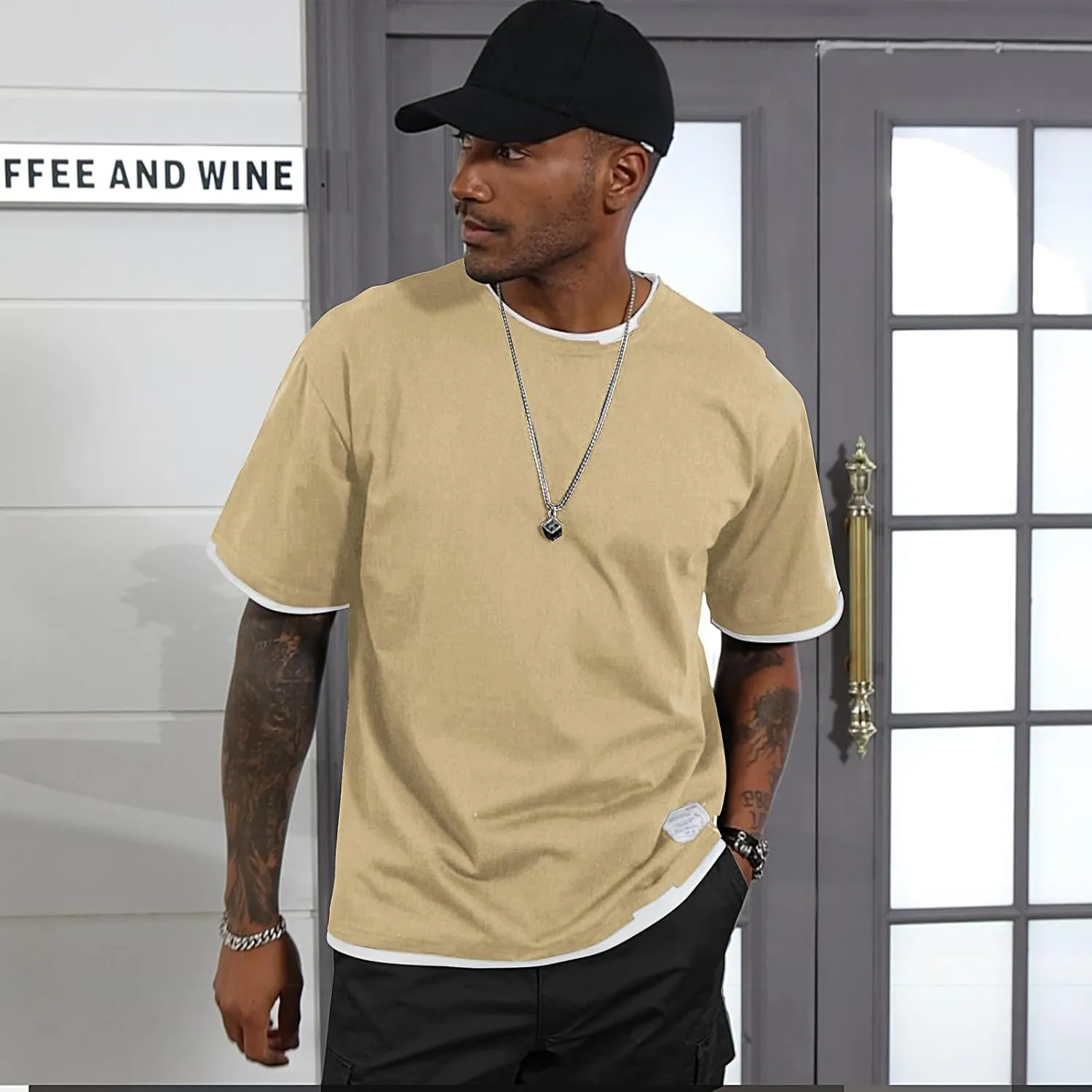 Men's T-Shirt, Unisex Casual Round Neck T-Shirt Japanese Street Style