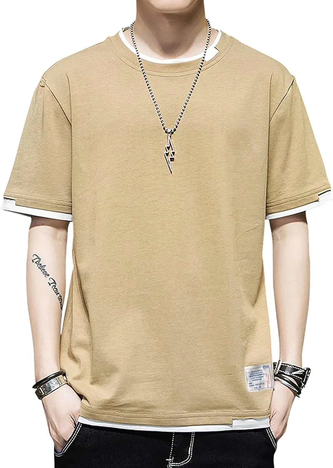 Men's T-Shirt, Unisex Casual Round Neck T-Shirt Japanese Street Style