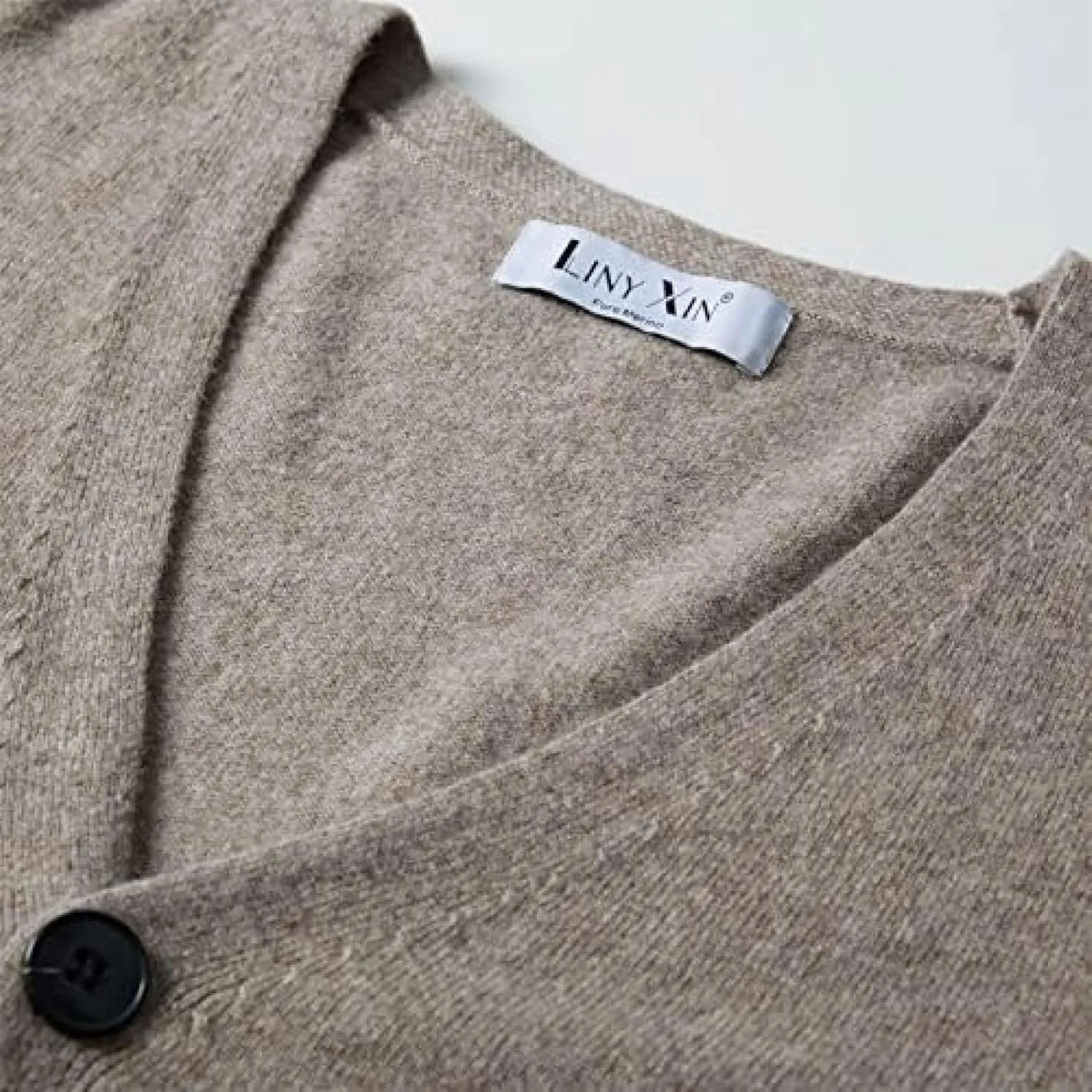 Men's V-Neck Cardiagn Sweater Wool Fall Winter Warm Soft Knitted Pullover Long Sleeve Sweater,Tan,Medium